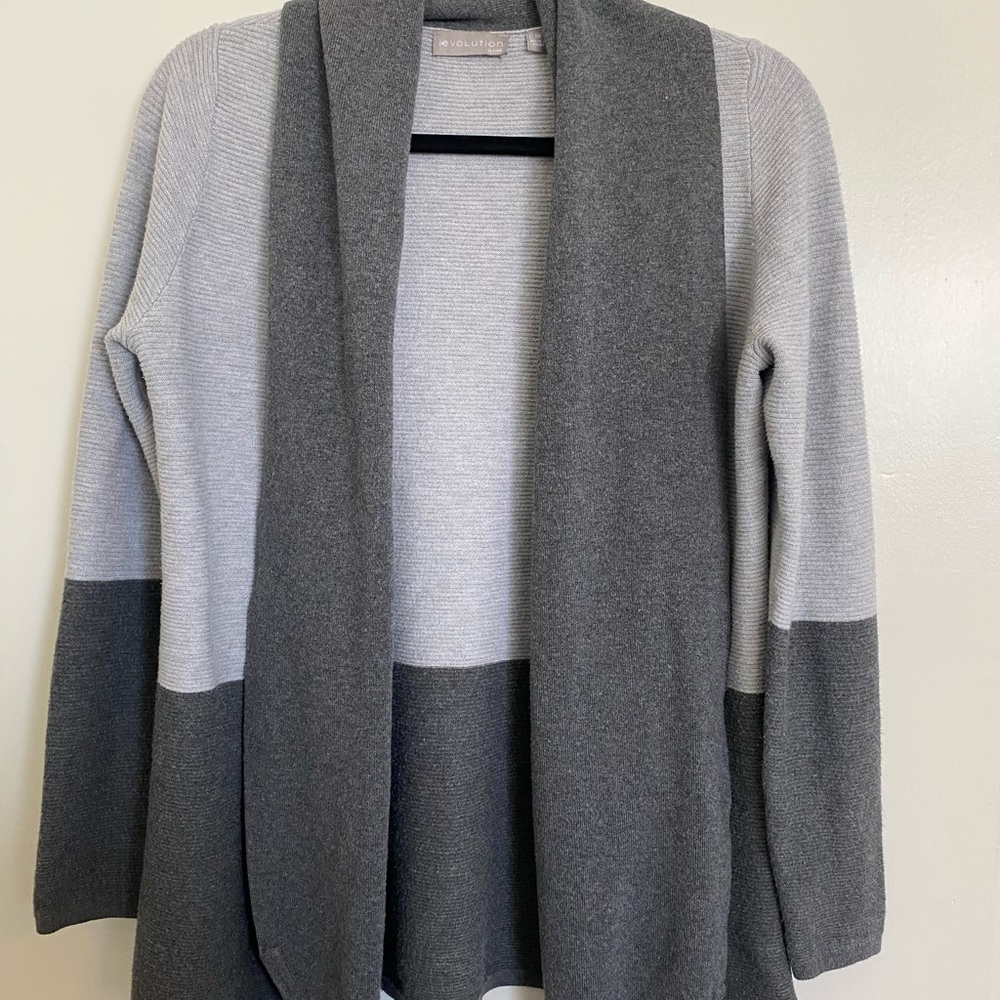 Gray Colorblock Women's Cocoon Cardigan size M